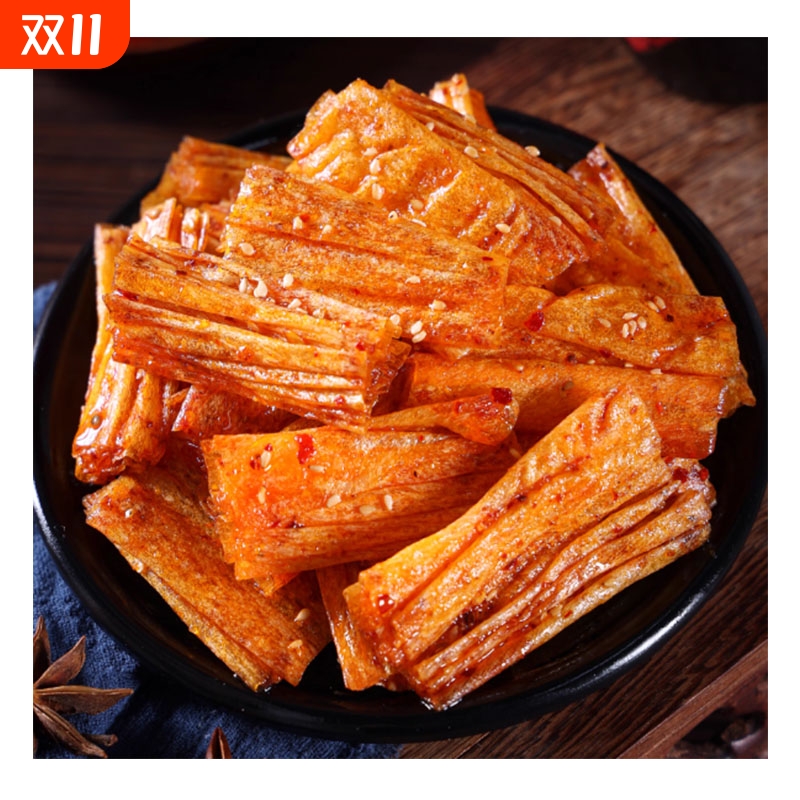 6大包香辣豆腐皮手撕麻辣手工豆卷辣条辣片休闲零食小吃辣味混合