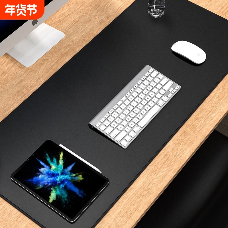 纯黑色鼠标垫超大加厚锁边大号办公男女纯黑家用书桌垫子橡胶垫