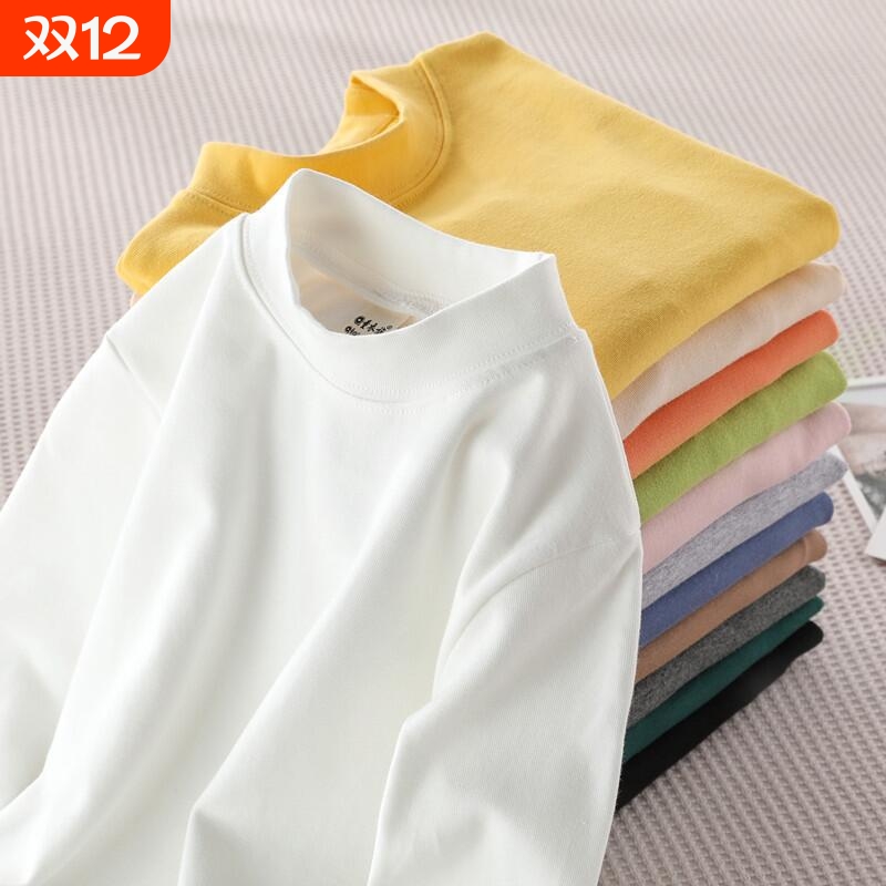 儿童半高领打底衫秋冬中大童宝宝内搭a类纯棉女童秋衣男童长袖t恤