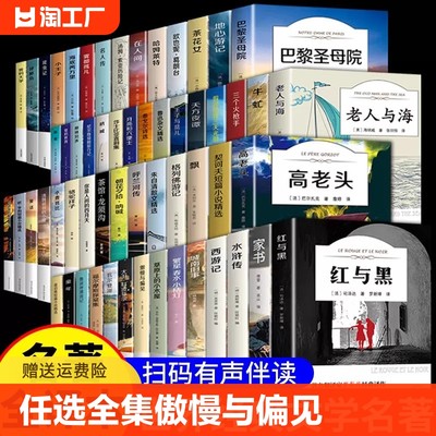 世界名著傲慢与偏见正版外国经典文学初中生高中阅读课外书四大名著小说瓦尔登湖飘巴黎圣母院书籍畅销书排行榜怎样简爱三天汤姆