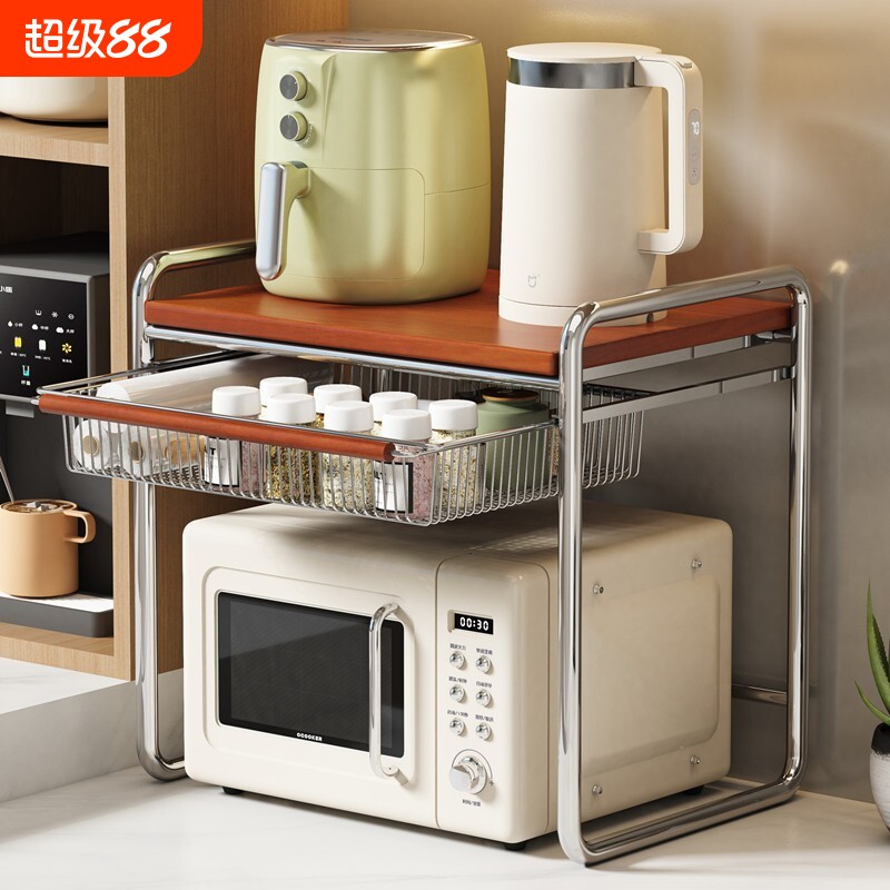 中古实木微波炉置物架厨房图片