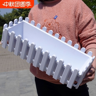 花盆塑料樹脂花槽長條菜園大號種菜盆長方形陽臺專用居家 柵欄式