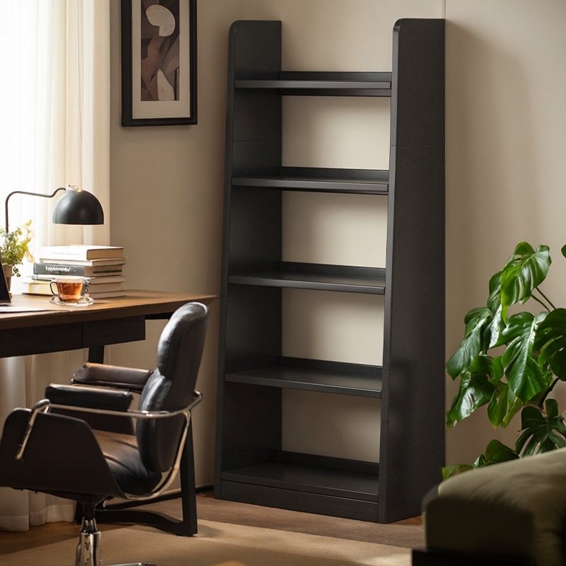 实木生态板黑色中古风置物架书柜