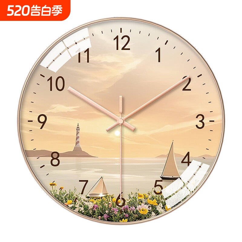 2026新款静音挂钟创意客厅钟表卧室奶油风时钟石英钟机芯电池艺术