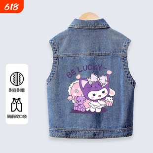 童装女童简约百搭牛仔马甲中大童时尚潮流复古背心儿童洋气无袖衫