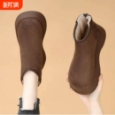 加绒短靴子英伦风保暖 冬季 黑色厚底雪地靴女款 2025新款