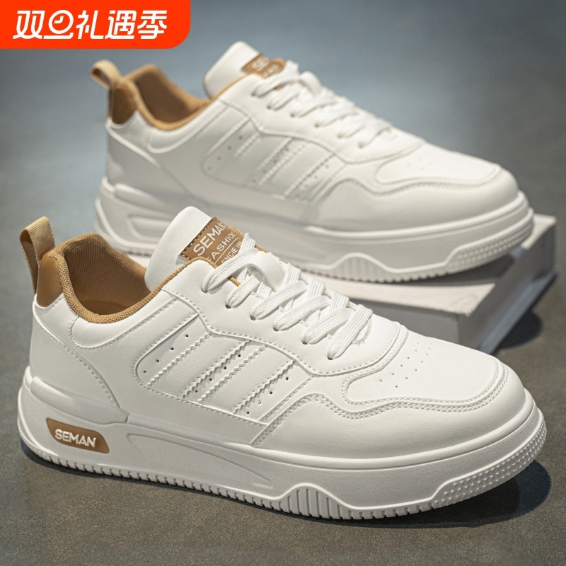 秋季男鞋新款高帮小白鞋男款学生潮流百搭厚底运动鞋休闲板鞋潮鞋