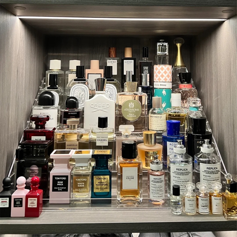 香水置物架小样透明展示架玄关整理桌面化妆品收纳架护肤品收纳盒