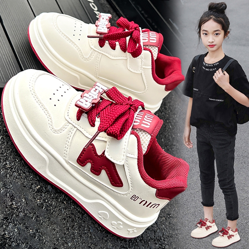 女童鞋子2025新款秋季儿童运动鞋休闲百搭小白鞋女孩透气板鞋网面