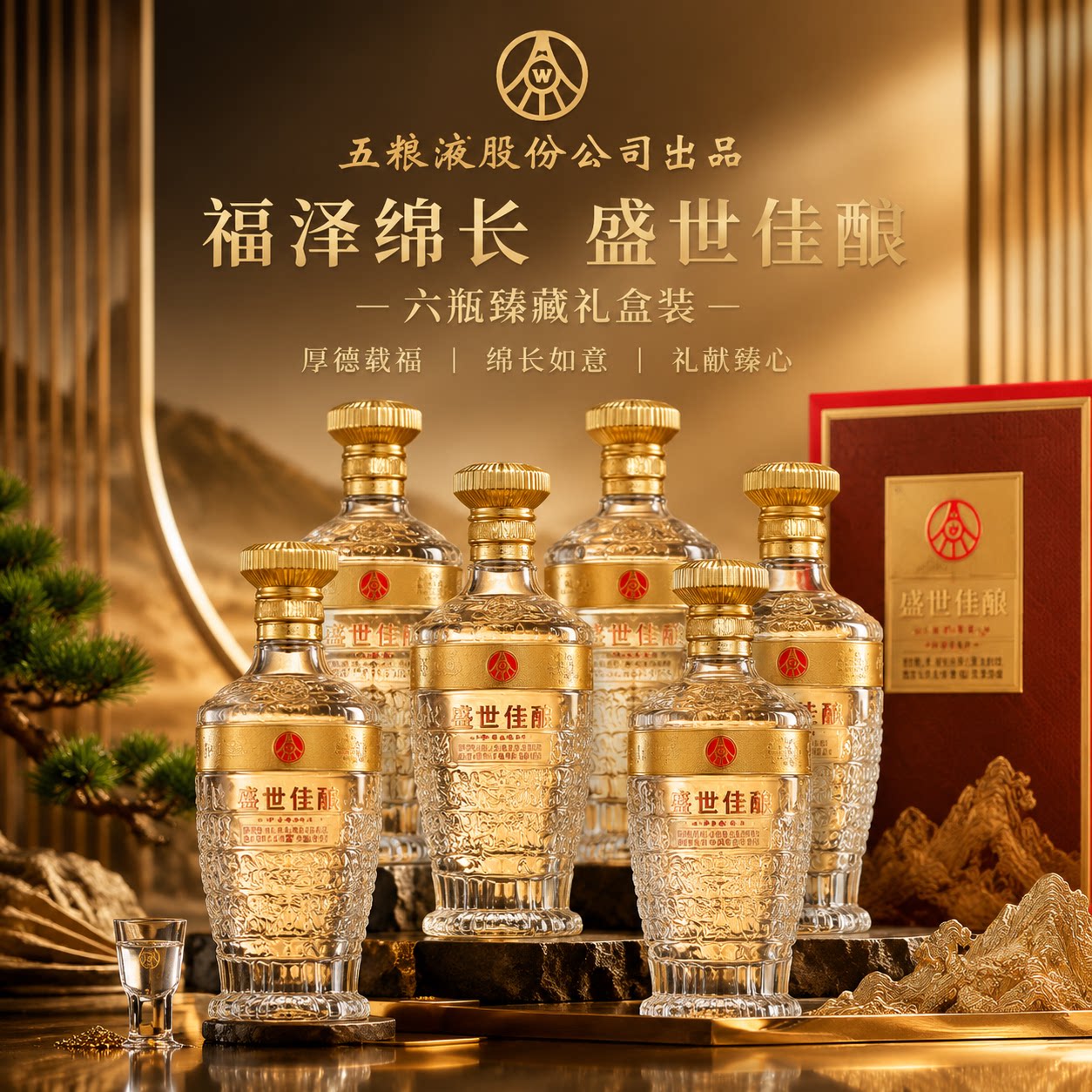 五粮液股份公司出品盛世佳酿52度浓香型纯粮食白酒礼盒送礼多规格