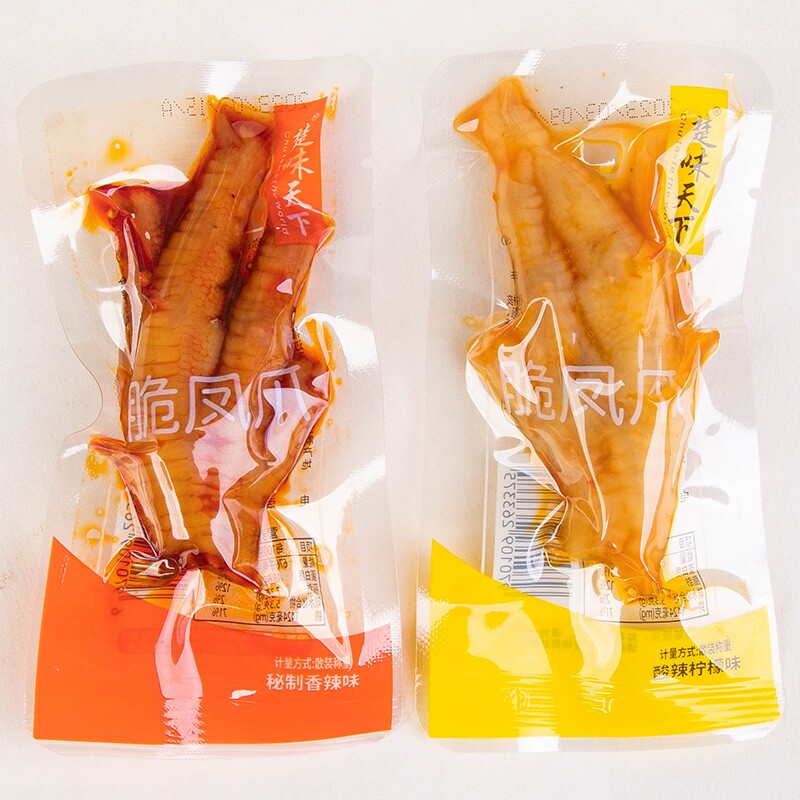 楚味天下脆凤爪香辣味柠檬味即食卤味熟食脆鸡爪休闲零食小吃500g