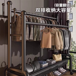 挂衣架落地卧室晾衣架室内加厚落地式 家用房间挂衣服架子衣帽架