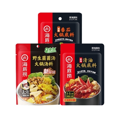 海底捞火锅底料浓香番茄125g+野生菌汤100g+麻辣清油120克