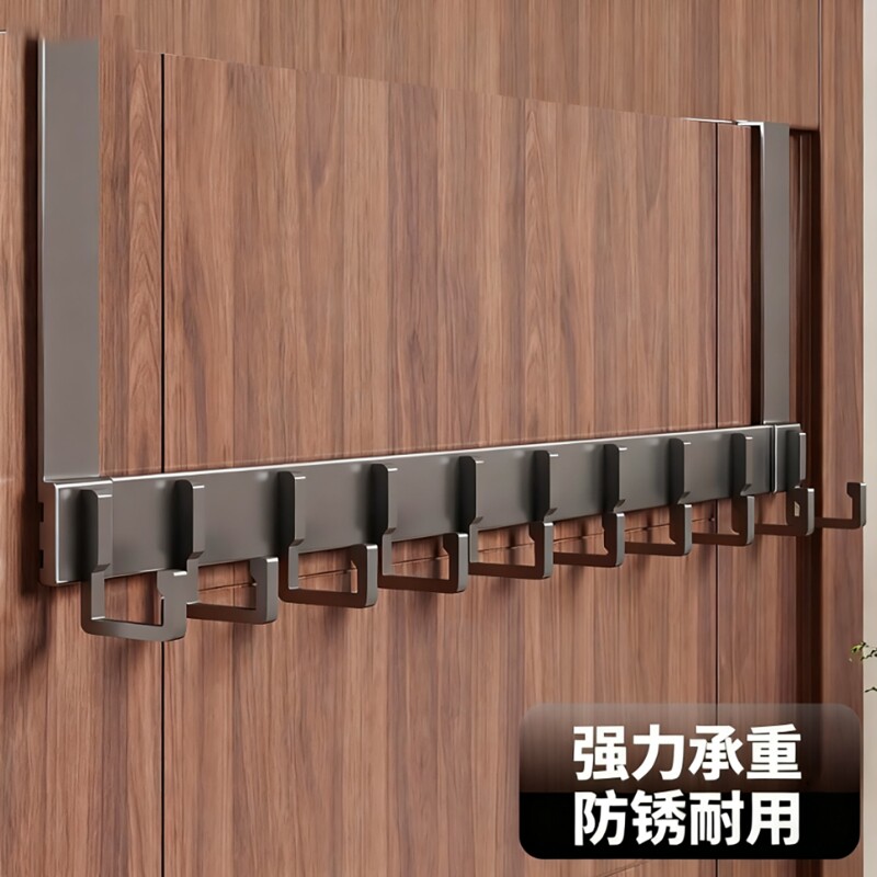 门后挂钩挂衣架免打孔卧室入户门门上加长收纳创意架承重浴室厨房
