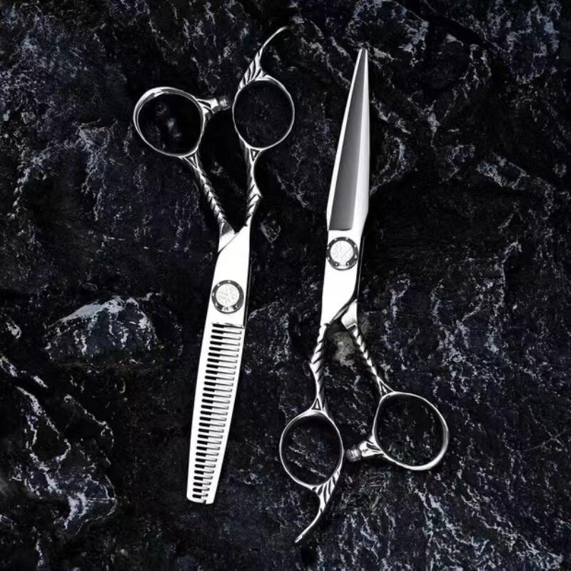 6寸银色迪玛希柄左手剪平剪牙剪发发型师打薄专用美发剪刀 厂家直