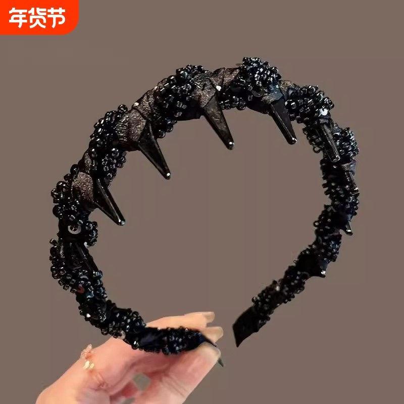 铂思亚复古宽发箍巴黎轻奢压发头箍气质小香风手工串珠发捆头饰