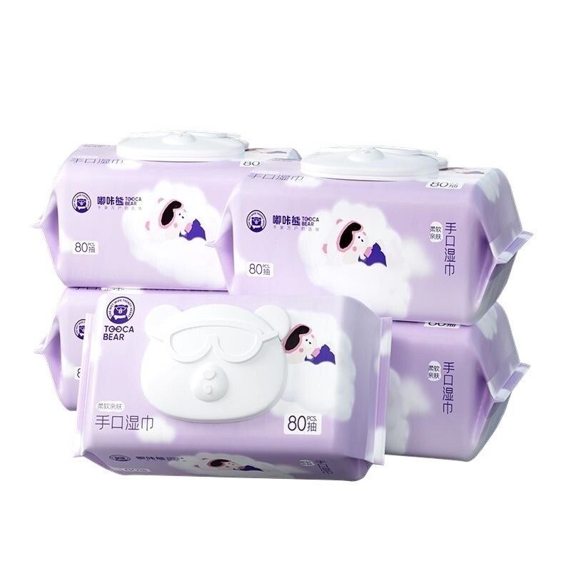 嘟咔熊手口湿巾 云朵系列5包