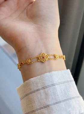 珐琅镂空花丝锦绣团花手链复古宫廷风时尚气质高级感轻奢百搭手饰