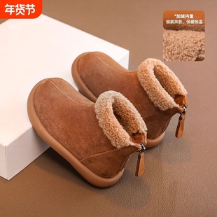 女童鞋雪地靴加绒2025新款冬季靴子儿童短靴冬鞋加厚棉鞋大童鞋子