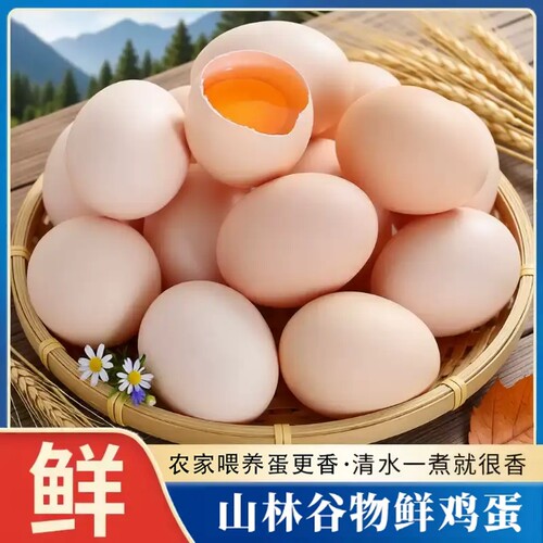 农家谷物鸡蛋新鲜正宗柴鸡蛋10枚起笨鸡蛋粉壳鲜鸡蛋月子蛋散养