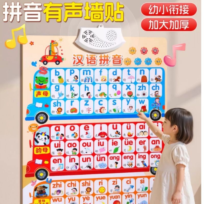 汉语拼音字母表墙贴挂图幼儿数字26个英语早教训练神器有声音标
