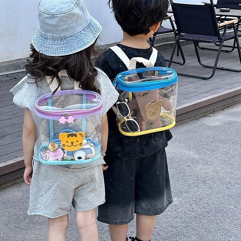 夏季儿童宝宝书包可爱卡通女童PVC透明双肩包男孩外出游沙滩背包