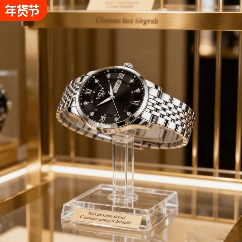 手表男款机械风全自动防水高级感全自动男表数字双日历防水腕表男