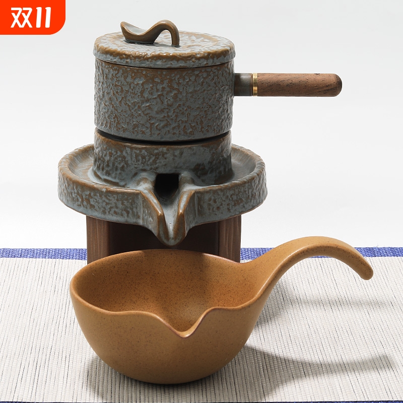 聚宝唐懒人石磨茶具过滤网旋转