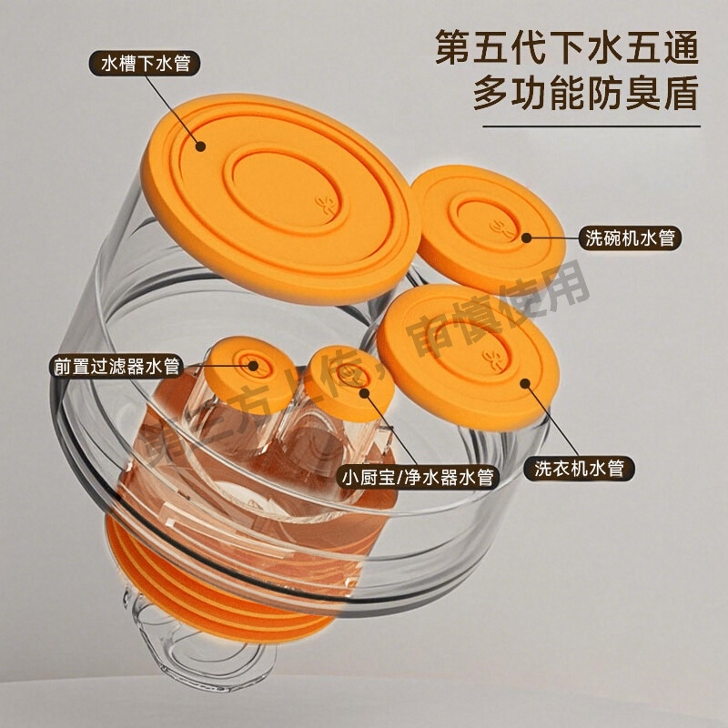 厨房下水管防返臭神器五通防臭密封塞地漏封口盖50排水道75洗衣机