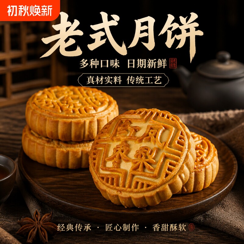 新生产广式月饼新口味红枣凤梨月饼五仁味枣泥绿豆味散装月饼批发