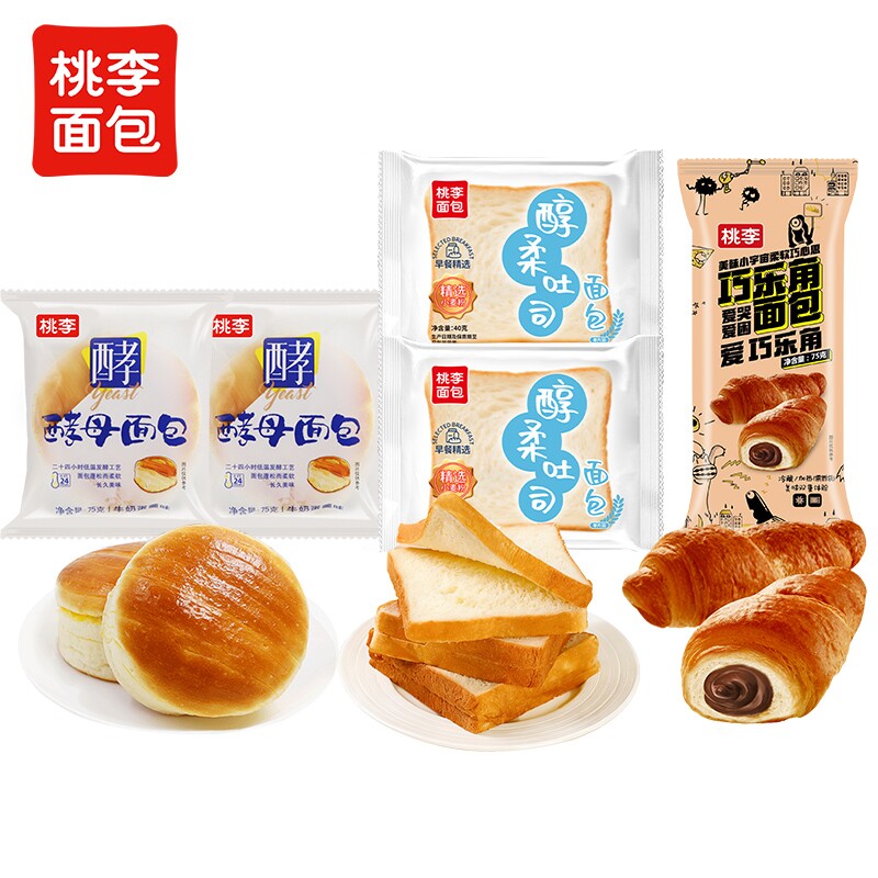 桃李醇柔吐司面包早餐整箱酵母面包巧乐角独立小包装休闲零食品i图片