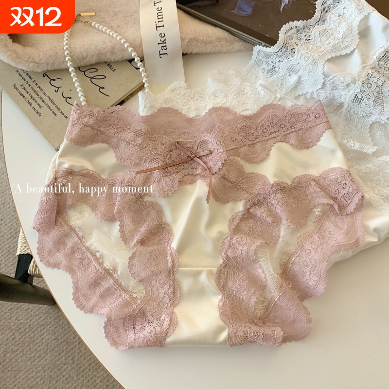 蕾丝内裤女生2025新款性感夏薄款中腰高级纯棉情调纯欲女士三角裤