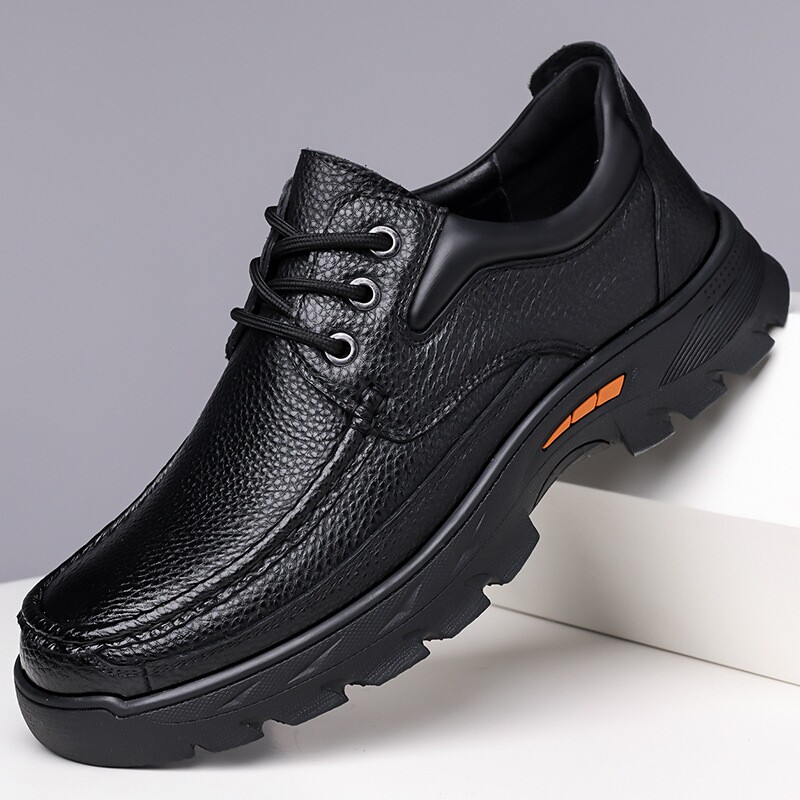 捡漏男鞋头层牛皮男士户外休闲皮鞋软面工装鞋中年爸爸鞋