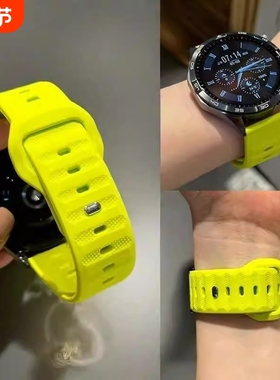 适用华为gt5表带GT4GT3男Watch4Pro荣耀Magic智能运动3GT4GT3男荧光绿硅胶手表带红色蓝色橙色绿色