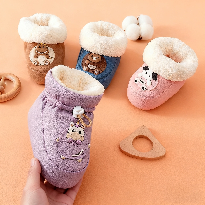 小月龄冬季婴幼儿毛毛步前棉鞋子新生儿宝宝保暖加厚软底脚套鞋袜