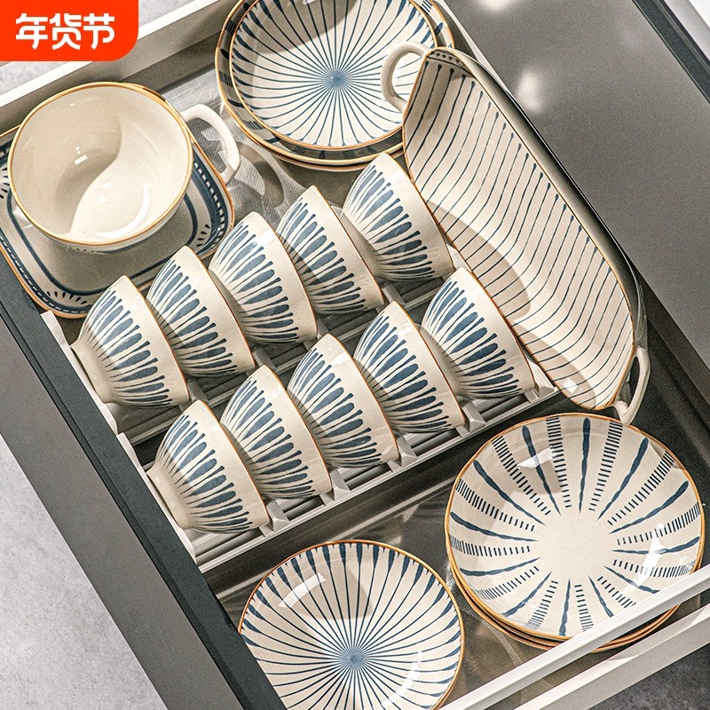 碗碟套装家用2025新款日式陶瓷碗具景德镇高颜值碗盘碗筷乔迁餐具
