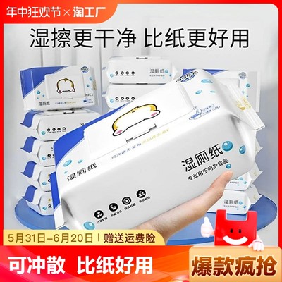 湿厕纸专用湿纸巾纸私处可40抽纯水木浆纸超值便携屁屁护理迷你