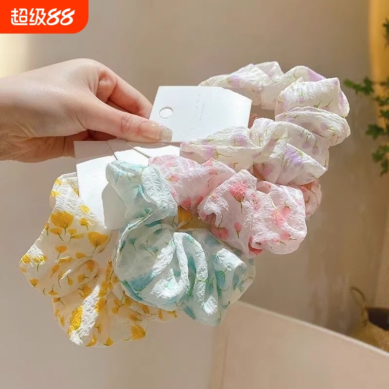 头绳扎头发爆款碎花发圈法式猪大肠皮筋小肠圈发带发饰绿色波点