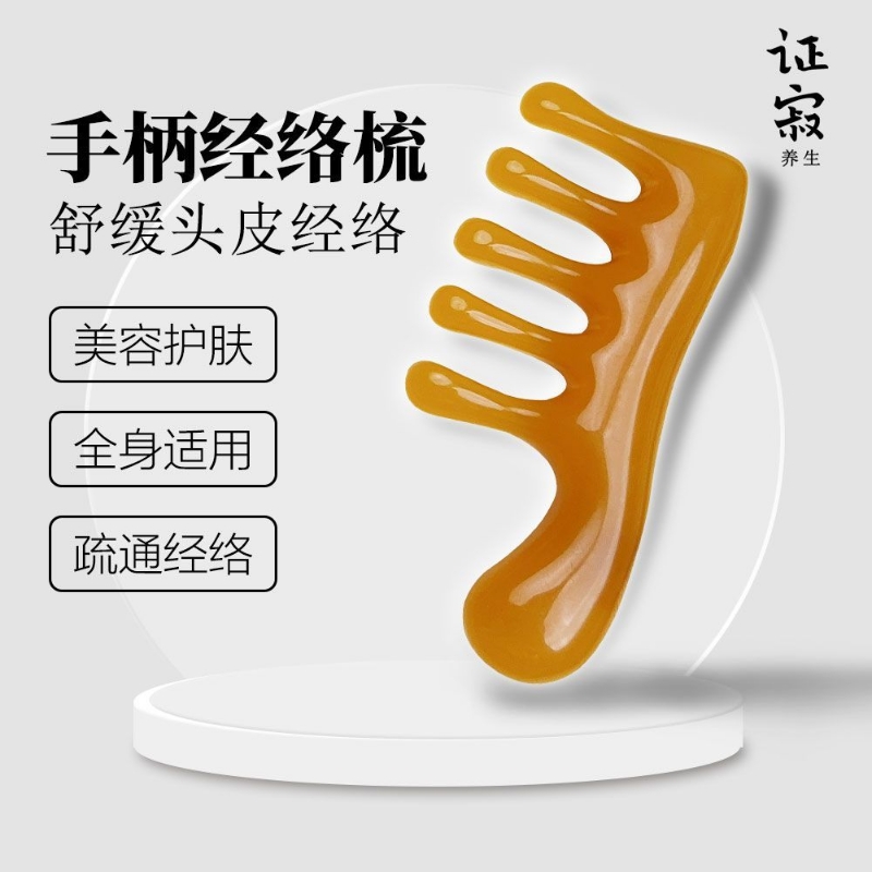 树脂经络手指按摩头梳子面部刮痧头皮头疗五齿梳疏通养生穴位海豚
