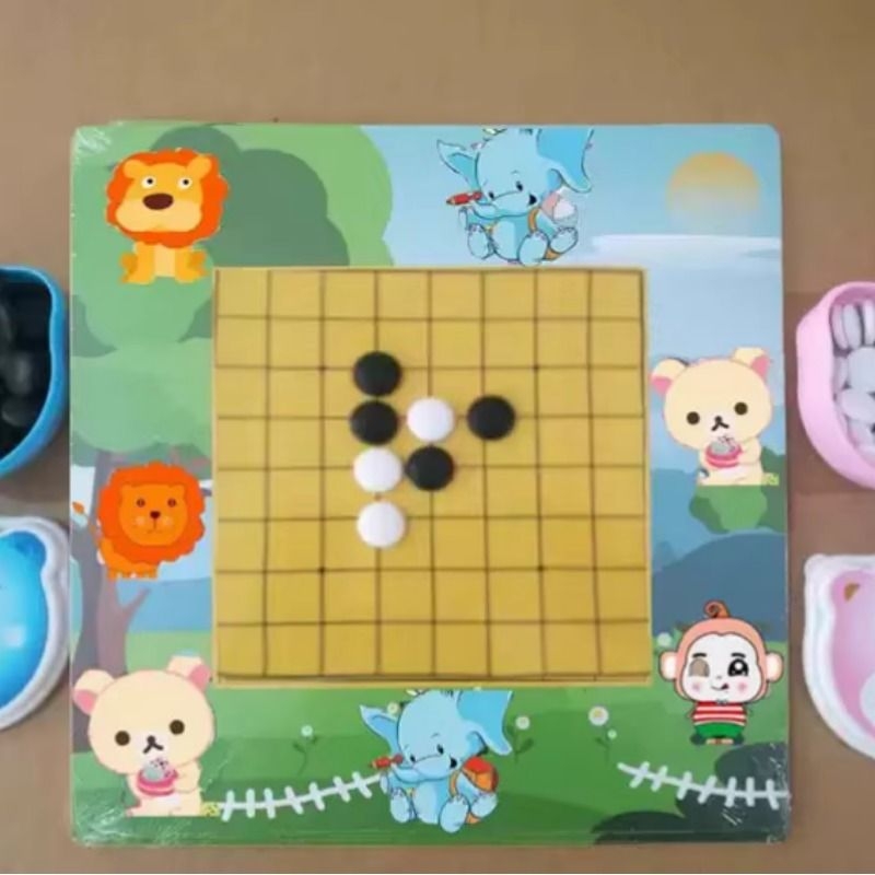 密胺卡通围棋棋子+皮革双面9路反面13路卡通棋盘 五子棋围棋盘