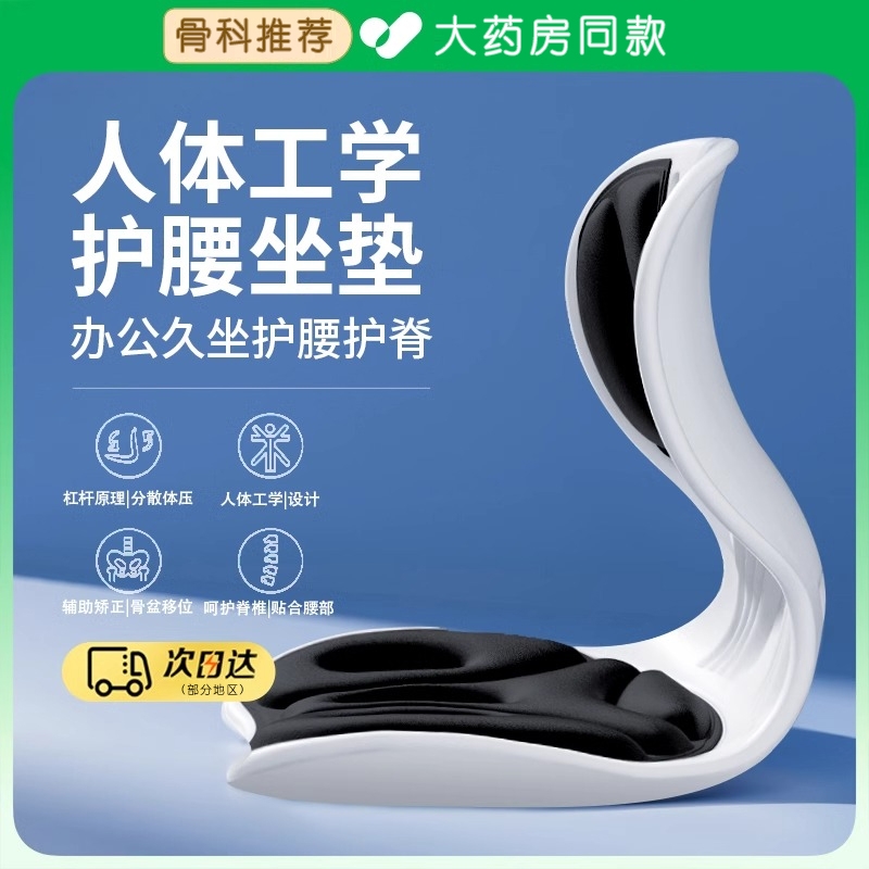 人体工学护腰坐垫靠背垫腰靠腰部支撑矫正坐姿防驼背座椅久坐神器
