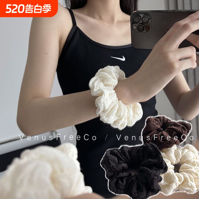 简约法式大肠头绳女扎高级感发饰复古气质发圈纯色早秋发绳丸子头