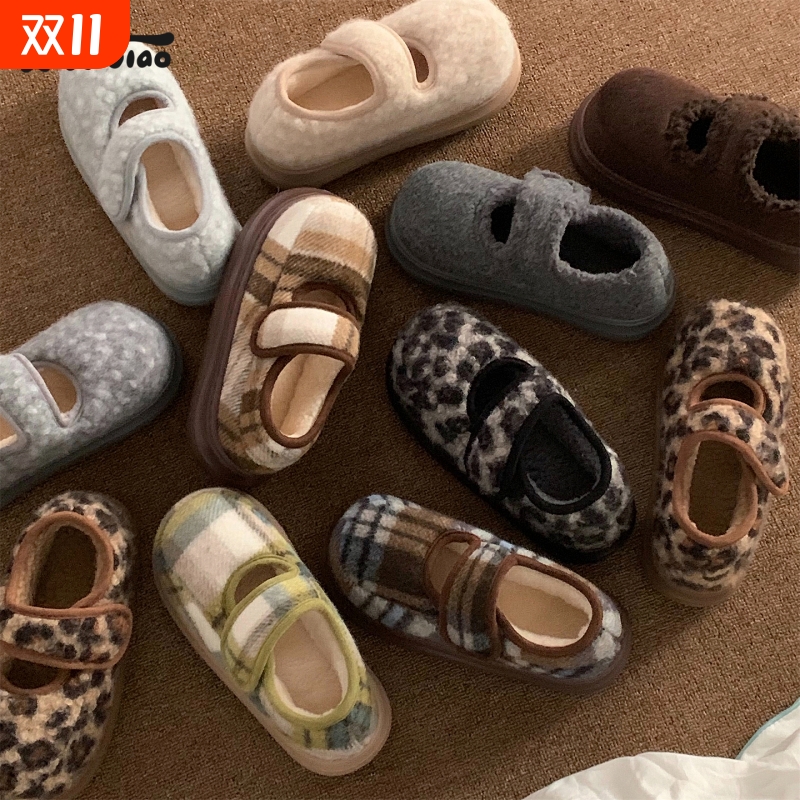 细细条防滑外穿魔术贴豆豆鞋女