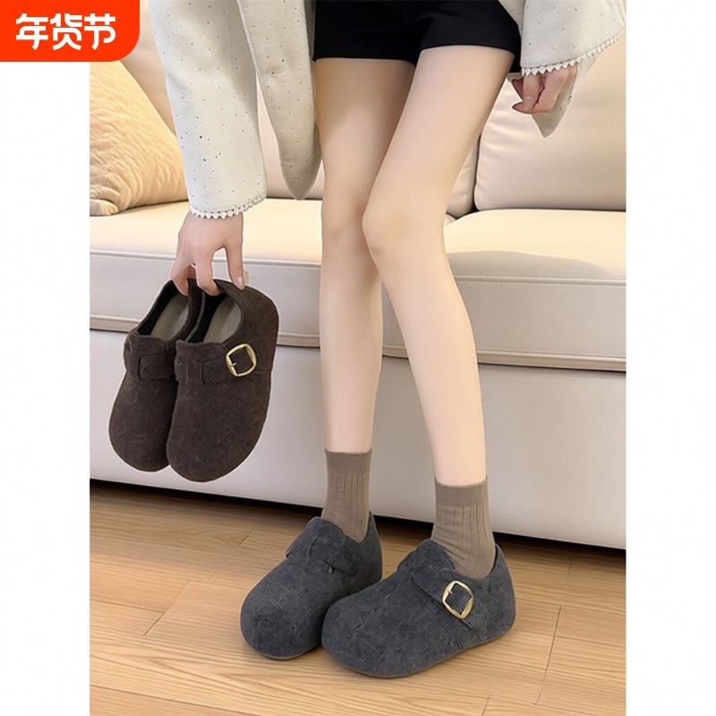 厚底增高灰色勃肯鞋加绒女2025秋冬新款毛呢鞋保暖博肯棉鞋鞋子,女鞋,勃肯鞋/软木鞋,淘宝优惠券,粉丝福利购,淘宝优惠卷