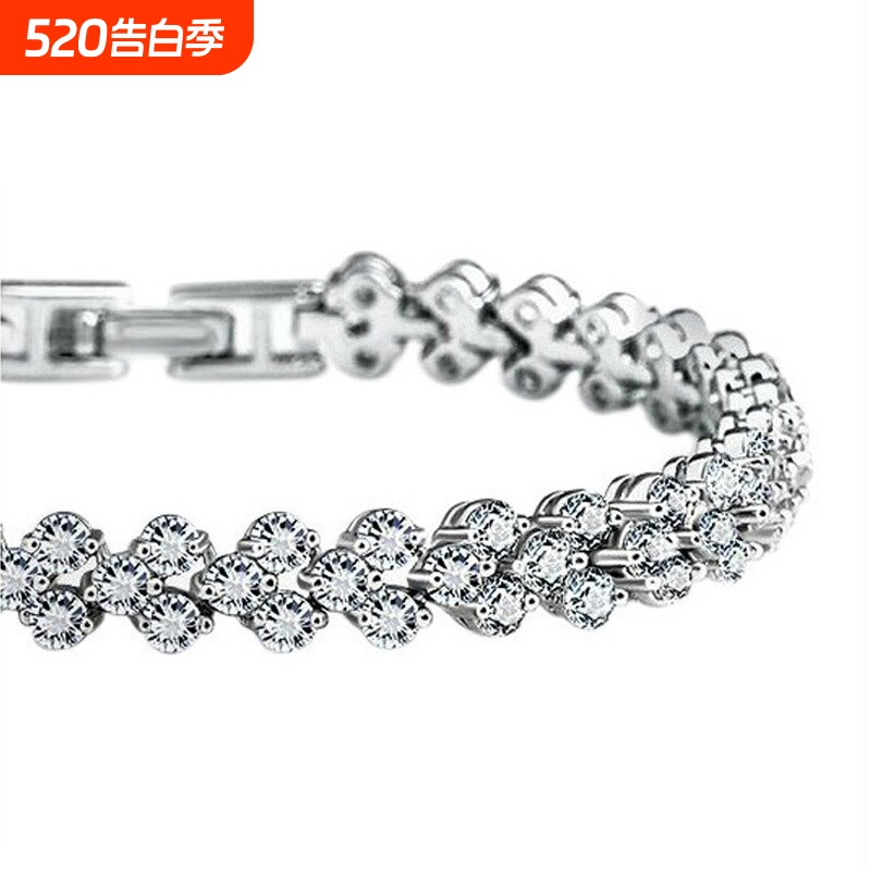 唯华 时尚罗马锆石手链刘嘉玲同款手饰 潮女水晶手链镀银饰品批发