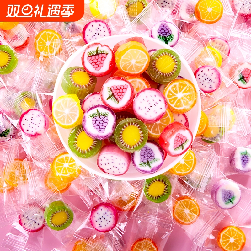 水果切片糖果混合零食网红五角星星硬糖爆款糖果味散装棒棒糖喜糖