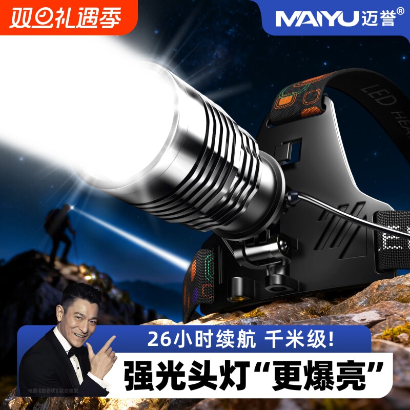 头灯2025新款强光超亮头戴式充电赶海电筒超长续航钓鱼专用照明灯