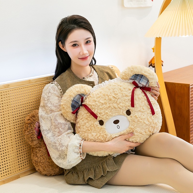 可爱熊头抱枕毛绒玩具公仔玩偶柔软舒适治愈布娃娃儿童生日礼物女