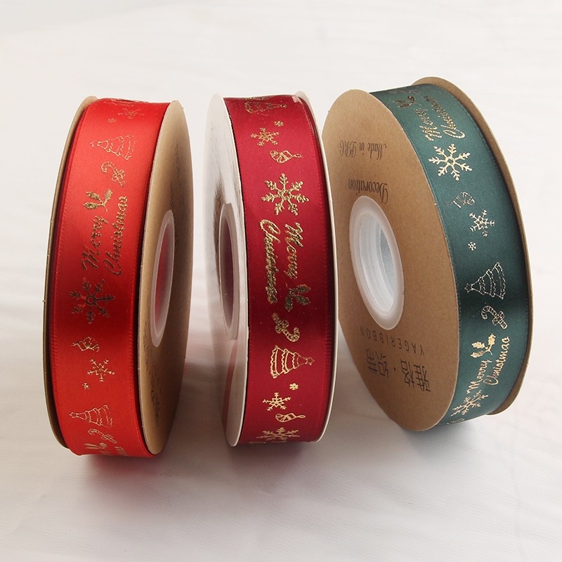 2.5cm圣诞节礼物包装彩带diy材料装饰带鲜花绑带红色缎带绿色