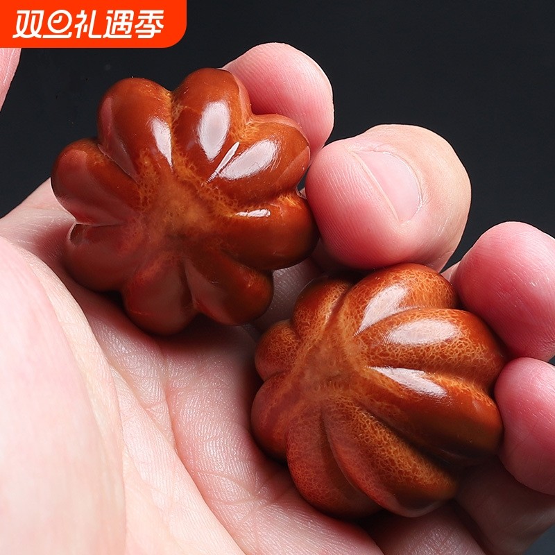 纯手工大师级巴西大橄榄核进口大料南瓜珠手球手把件盘完上色包浆